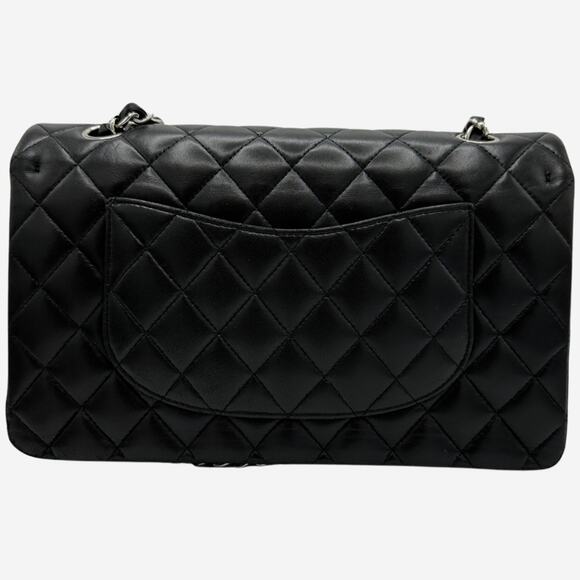 AUTHENTIC Chanel Medium Double Flap Black Lambskin w Silver Hardware from 2012 - Picture 2 of 15